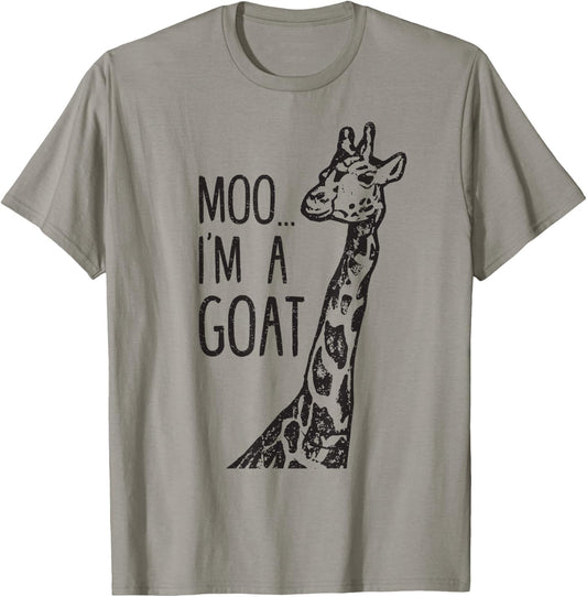 Funny design Giraffe Moo I'm A Goat Farm Zoo Animal design T-Shirt - T-Shirt | Sand