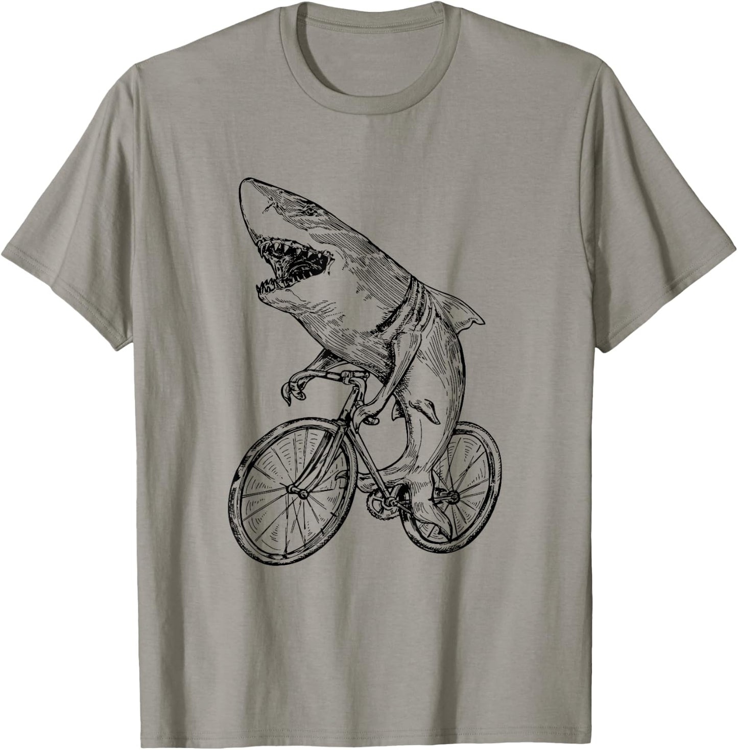 Shark Cycling Bicycle Beach Cyclist Fish Biker Biking Bike Men Women Kids T-Shirt - T-Shirt | Sand