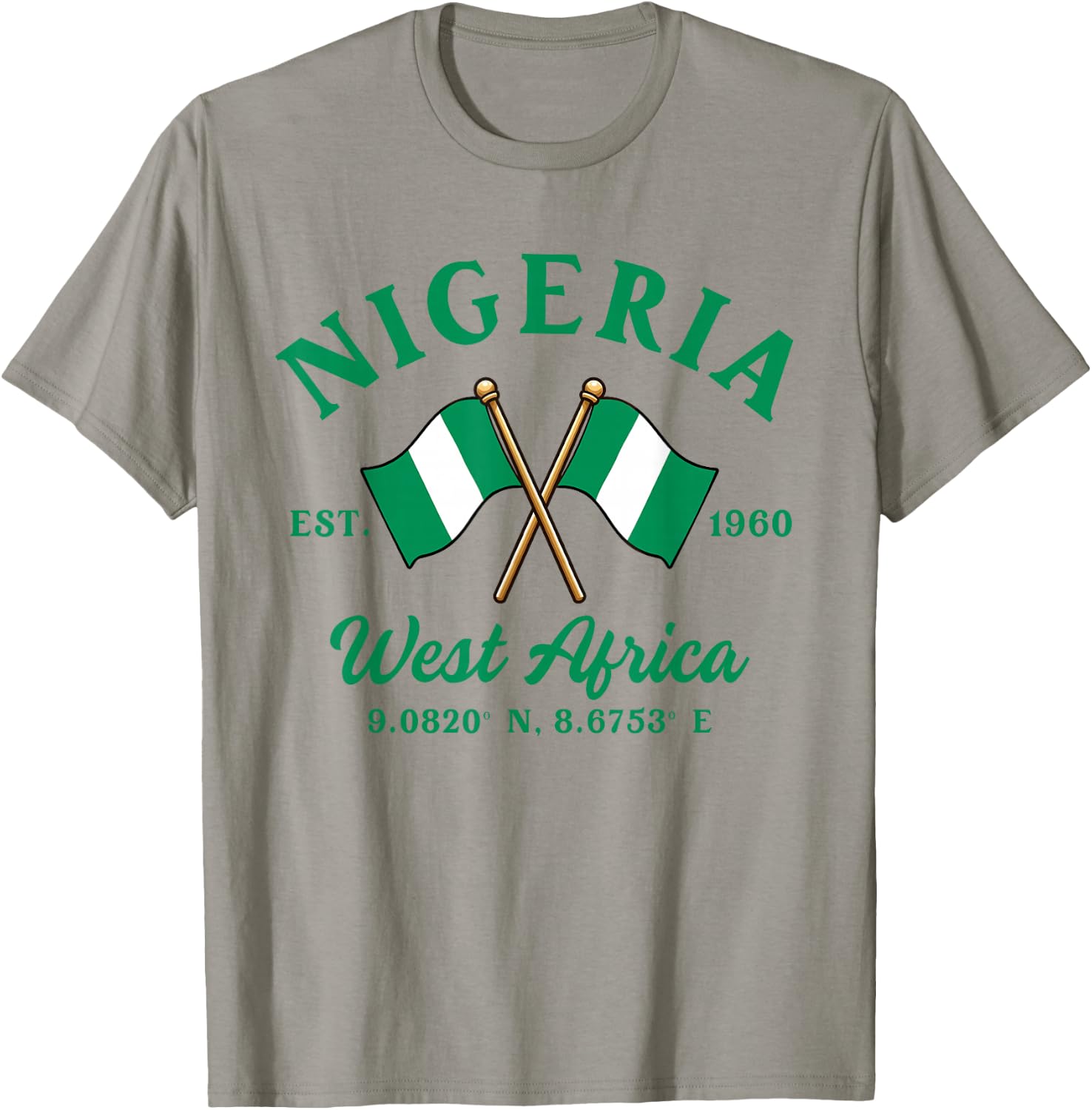 Nigeria Nigerian Cross Flag Nigerian Root Pride Heritage T-Shirt - T-Shirt | Sand