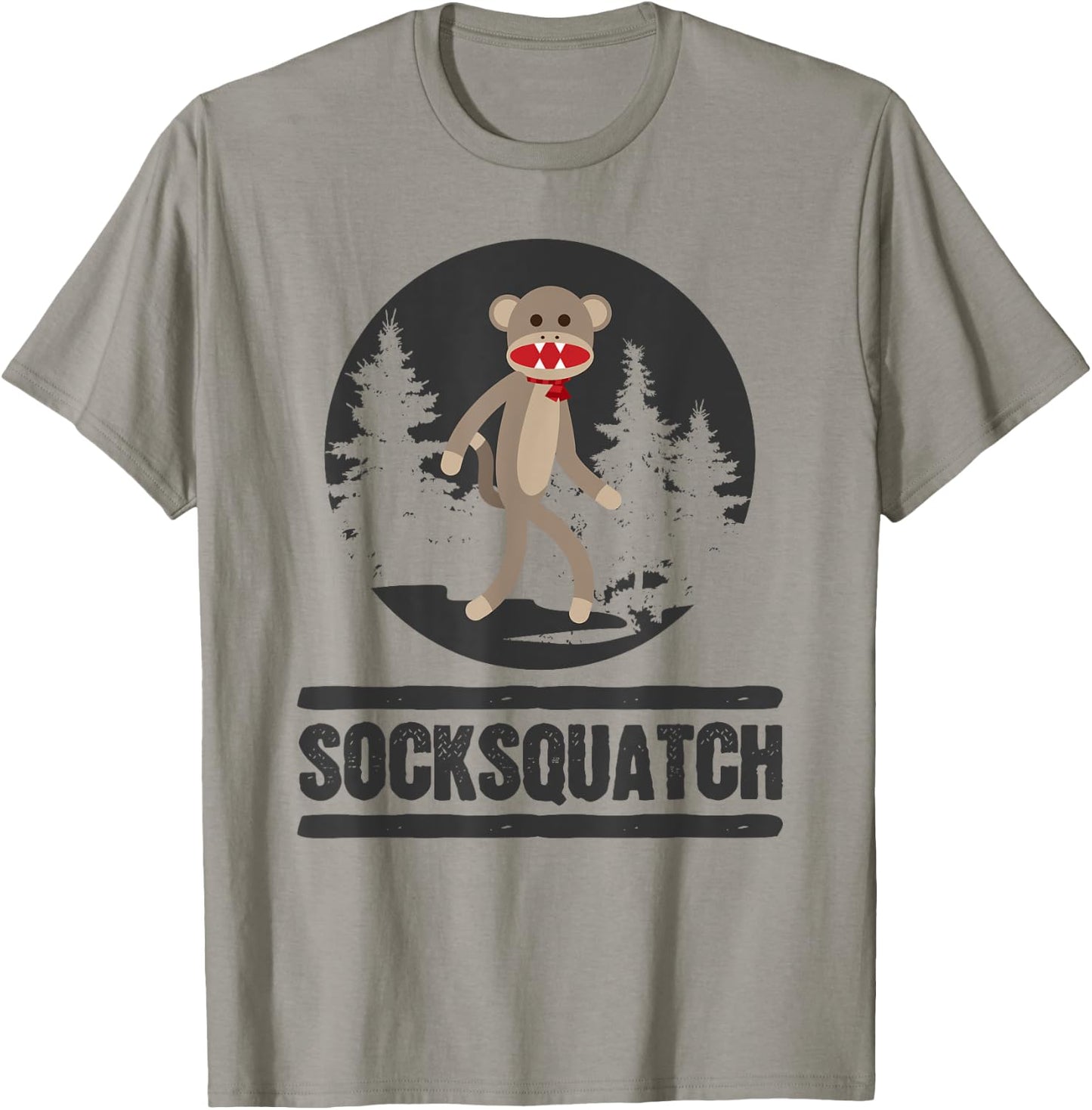 Funny Bigfoot Sighting Sock Monkey Squatch Socksquatch T-Shirt - T-Shirt | Sand