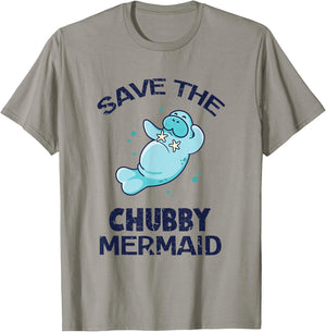 Funny Manatee Beach Shirt - Save the Chubby Mermaid T-Shirt - T-Shirt | Sand