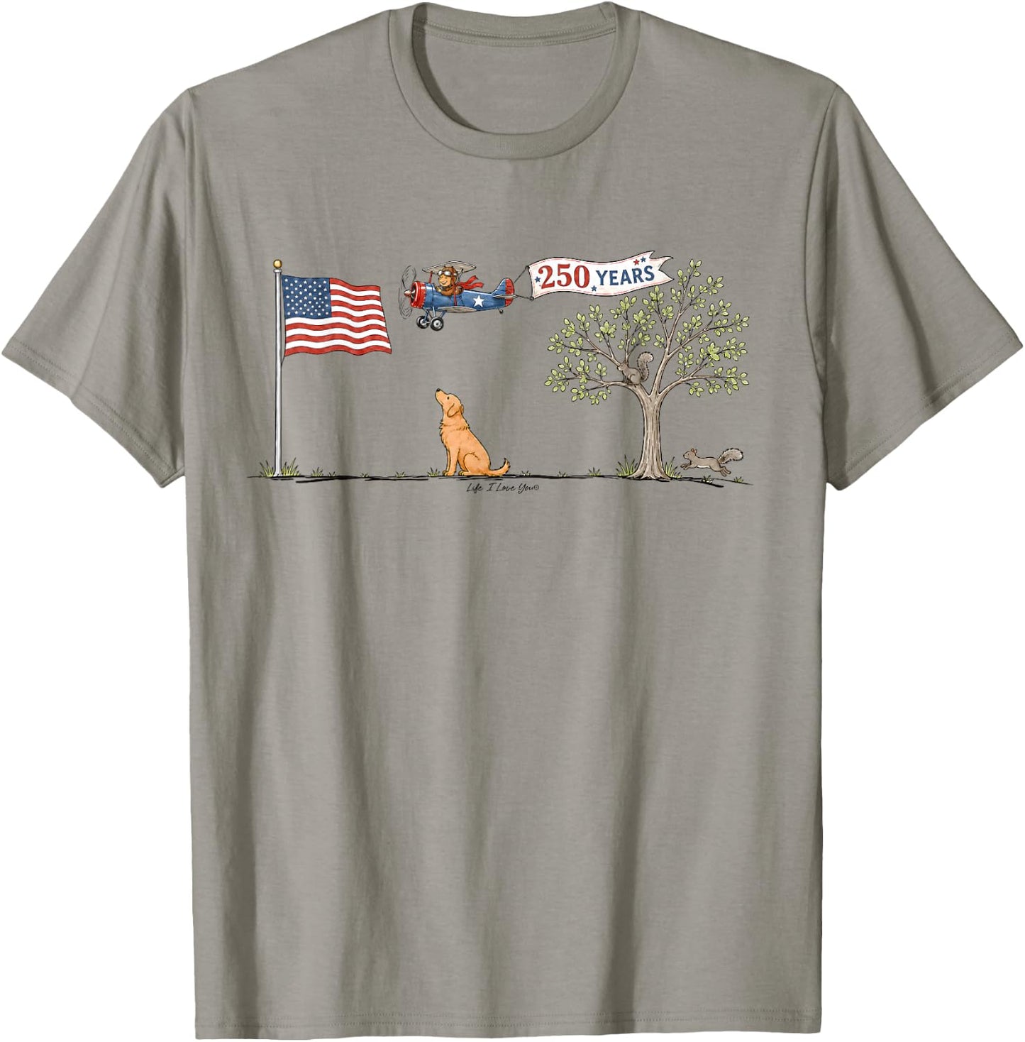 Patriotic American Flag Dog Lovers 250 Years 4th of July T-Shirt - T-Shirt | Sand