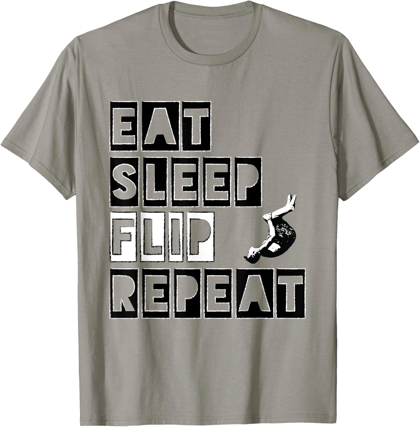 Eat Sleep Flip Repeat Gymnast & Tumbling T-Shirt - T-Shirt | Sand