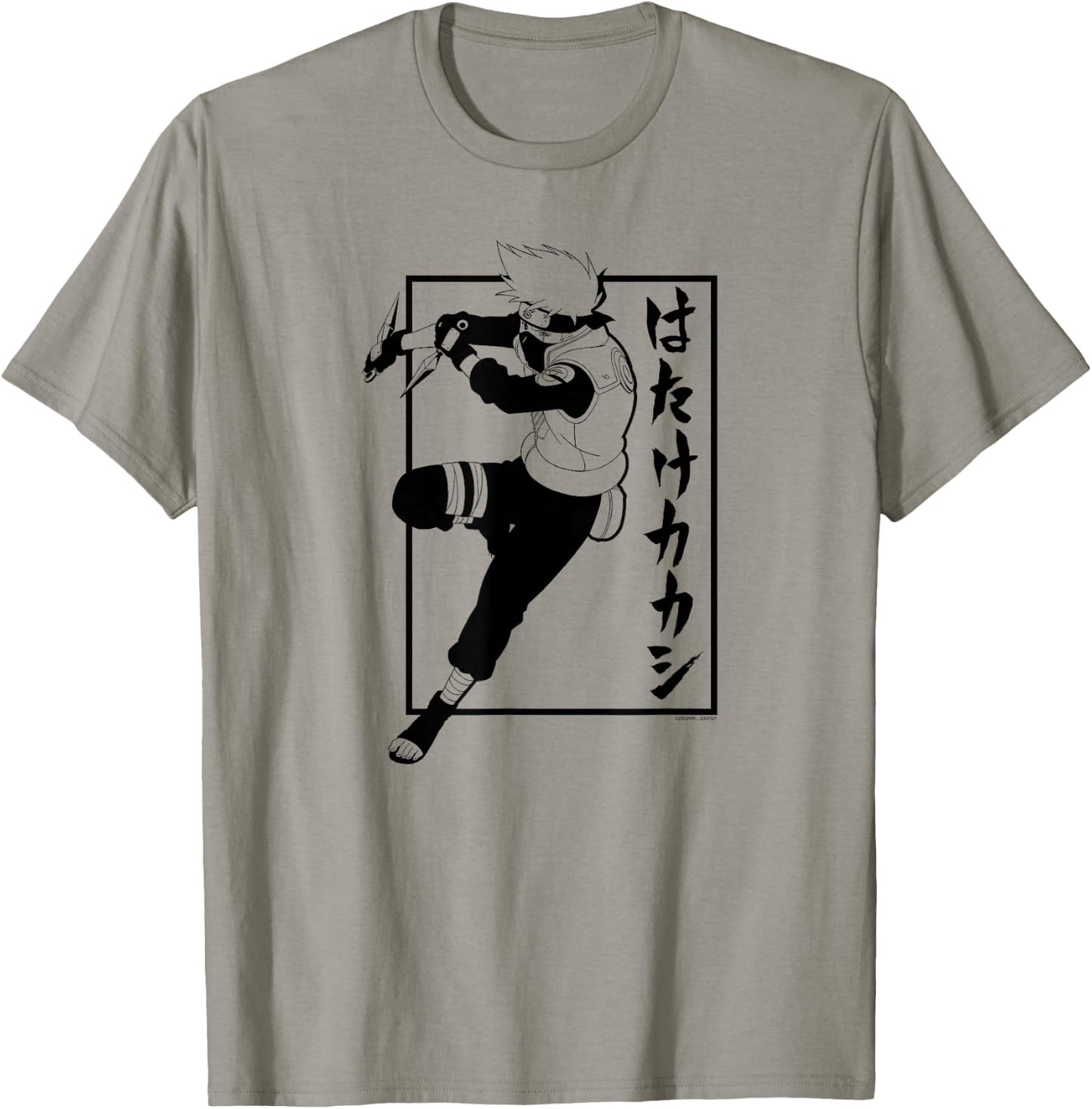 Naruto Shippuden Kakashi with Vertical Kanji Anime T-Shirt - T-Shirt | Sand