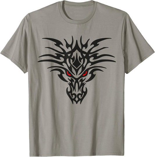 Tribal Dragon Head T Shirt Tattoo Cute Black Design Red Eyes T-Shirt - T-Shirt | Sand