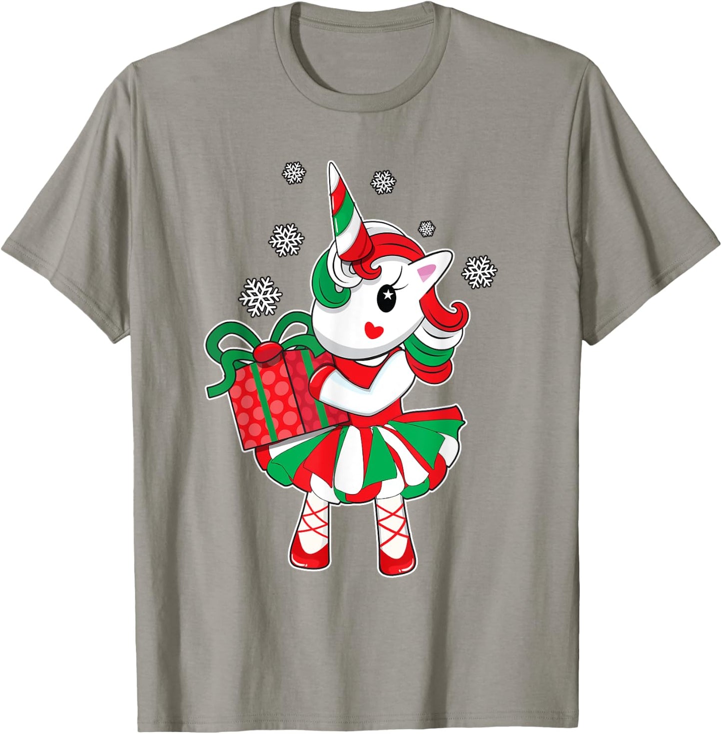 Christmas Unicorn Fun Girls Kids Snowflake Holiday Xmas Gift T-Shirt - T-Shirt | Sand