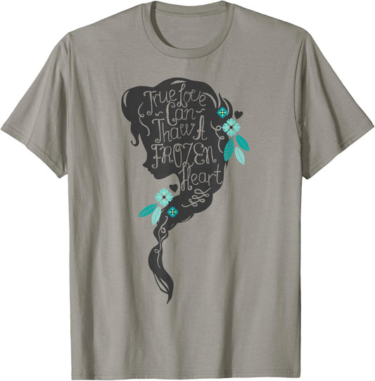 Disney Frozen Elsa Head Profile Love Thaws Graphic T-Shirt - T-Shirt | Sand