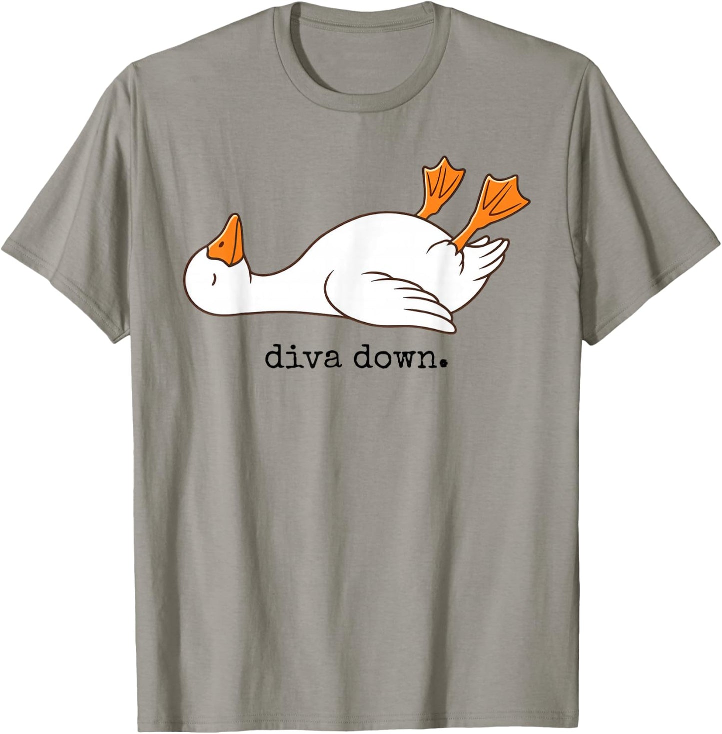 Diva Down Funny Goose Laying Down T-Shirt - T-Shirt | Sand