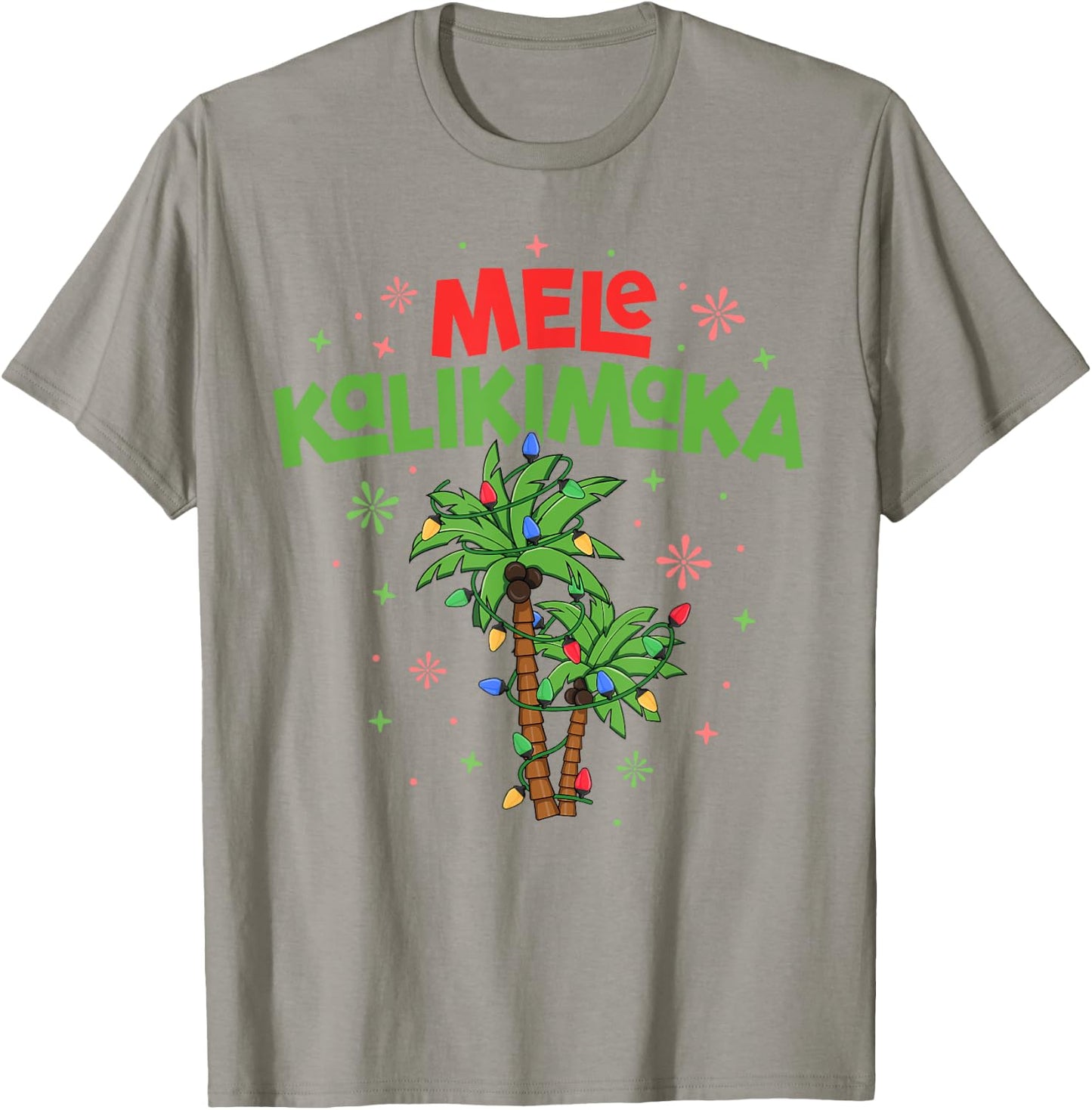 Mele Kalikimaka Hawaiian Christmas Palm Tree Lights Xmas T-Shirt - T-Shirt | Sand