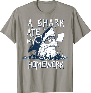 Shark Ate My Homework T-Shirt - T-Shirt | Sand
