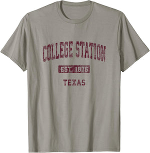 College Station Texas TX Vintage Athletic Sports Design T-Shirt - T-Shirt | Sand