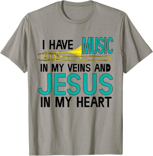 Trombone Christian Musician Jesus In My Heart Gift T-Shirt - T-Shirt | Sand