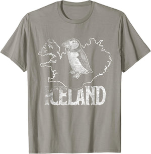 Iceland Map Love Puffins Cute Puffin Gift Kids T-Shirt - T-Shirt | Sand