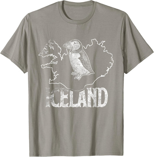 Iceland Map Love Puffins Cute Puffin Gift Kids T-Shirt - T-Shirt | Sand