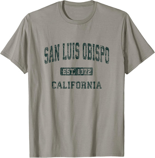 San Luis Obispo California CA Vintage Athletic Sports Design T-Shirt - T-Shirt | Sand