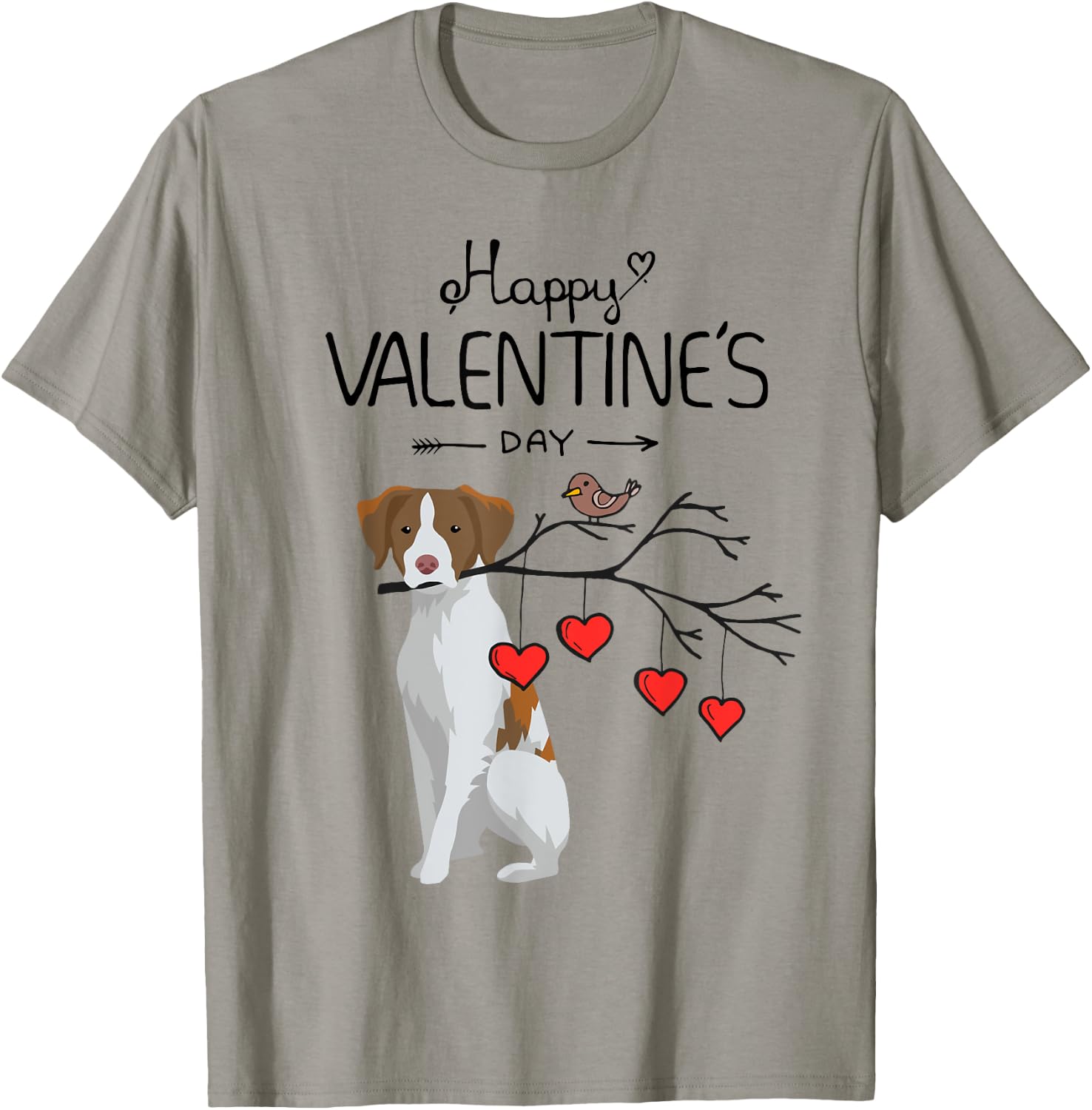 My Brittany Spaniel Dog Is My Valentines Day T-Shirt - T-Shirt | Sand