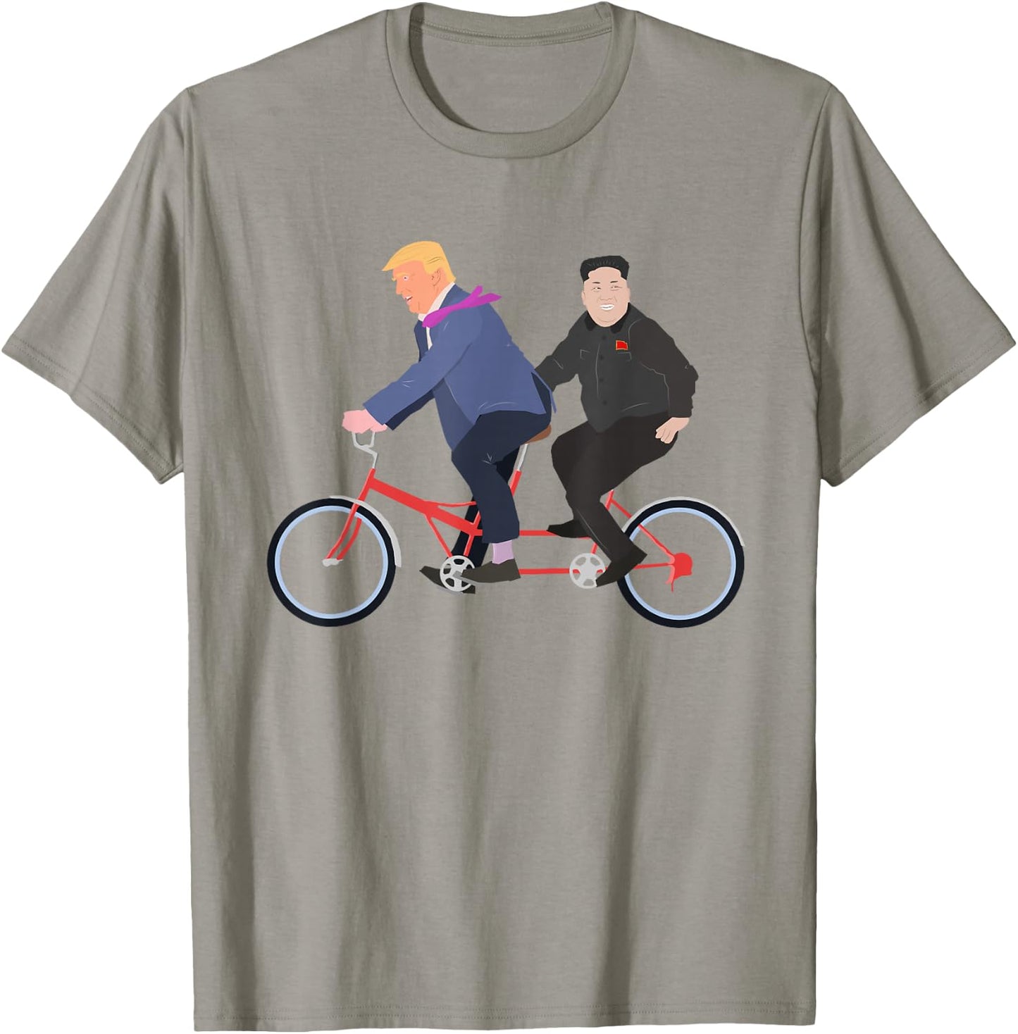 Trump and Kim Jong Un Tandem Bike Funny T-Shirt - T-Shirt | Sand