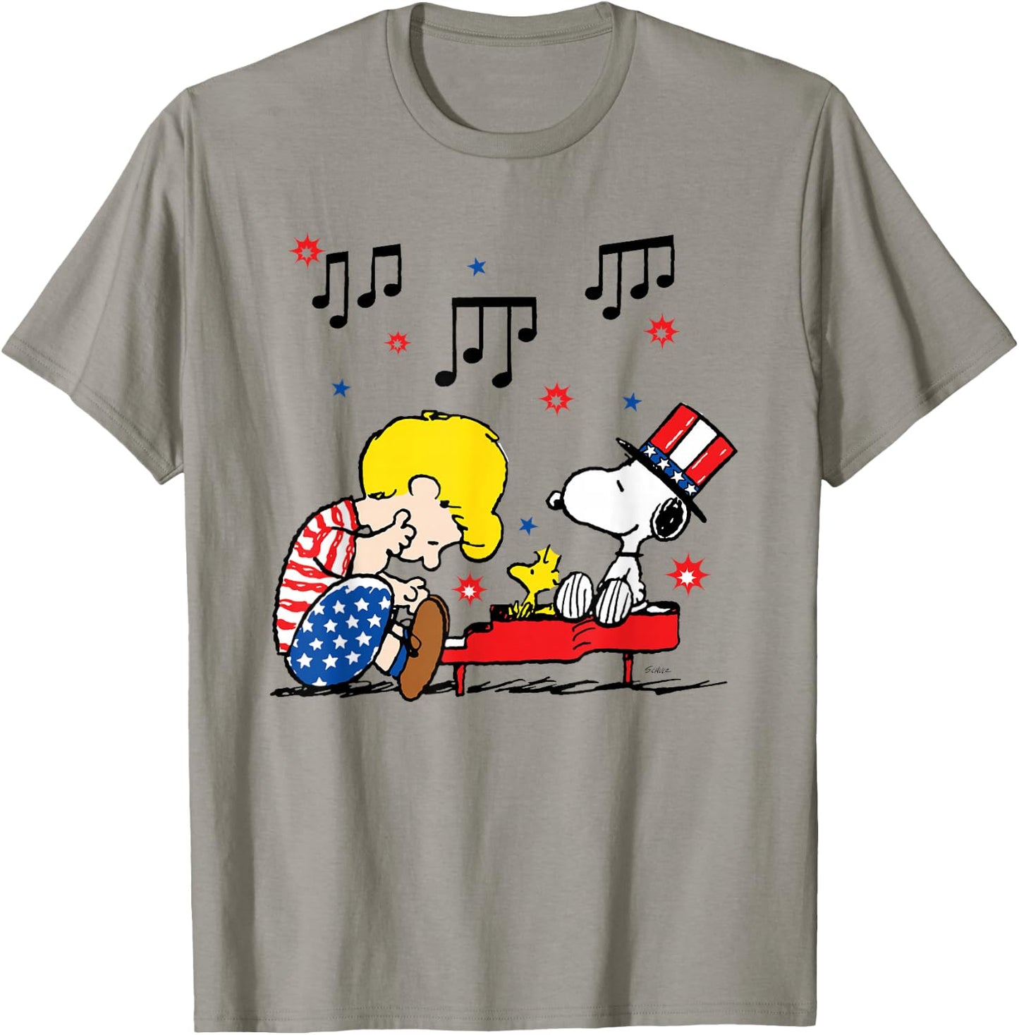 Peanuts Schroeder and Snoopy Americana T-Shirt - T-Shirt | Sand