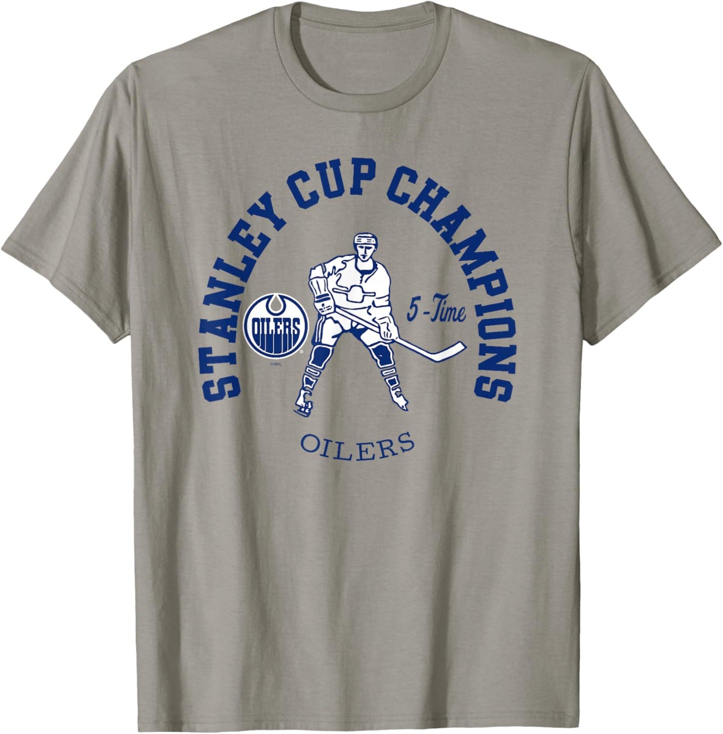 Edmonton Oilers Stanley Cup Champions 5-Time Orange NHL T-Shirt - T-Shirt | Sand