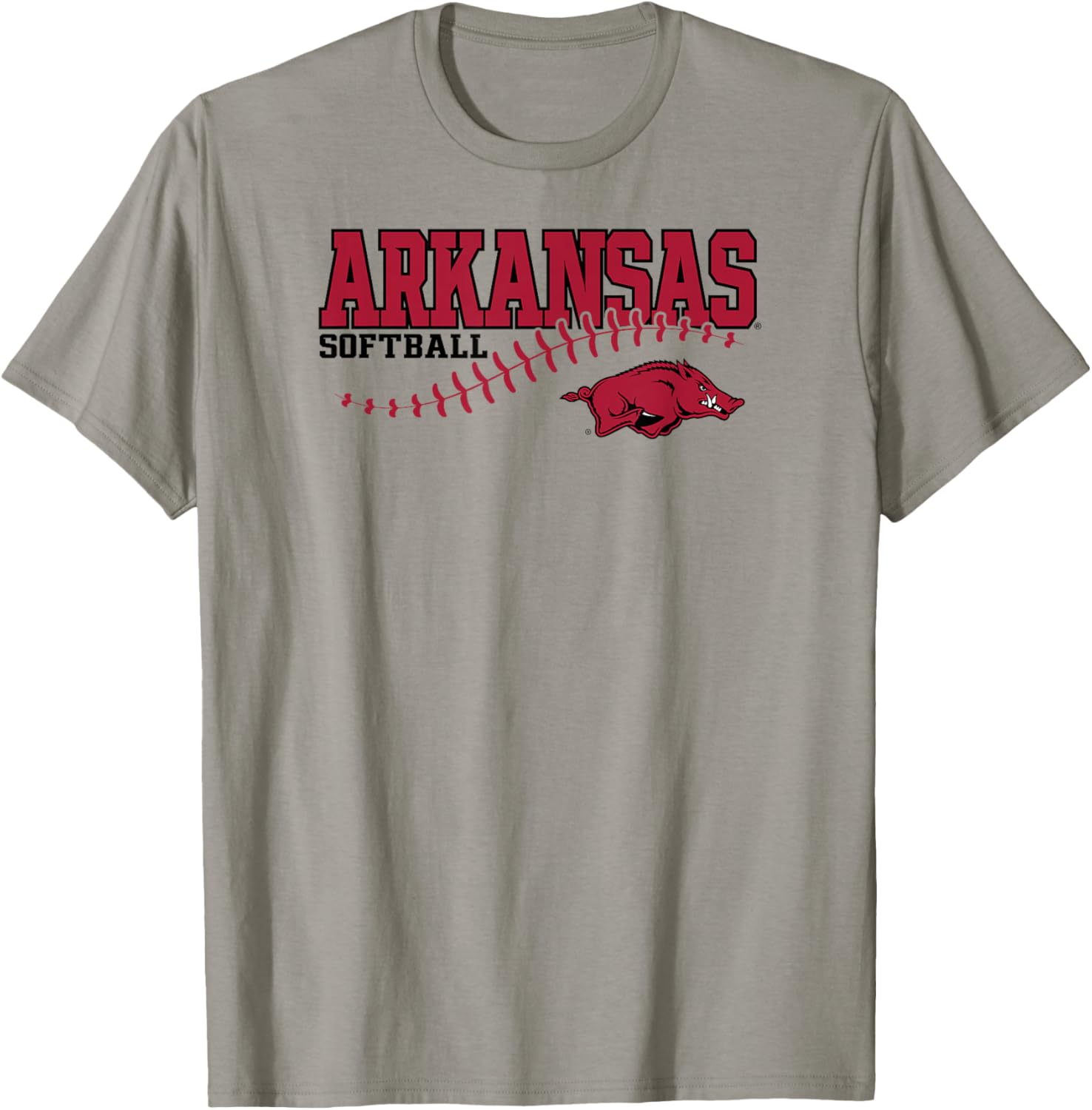 Arkansas Razorbacks Softball Laces Gray Officially Licensed T-Shirt - T-Shirt | Sand