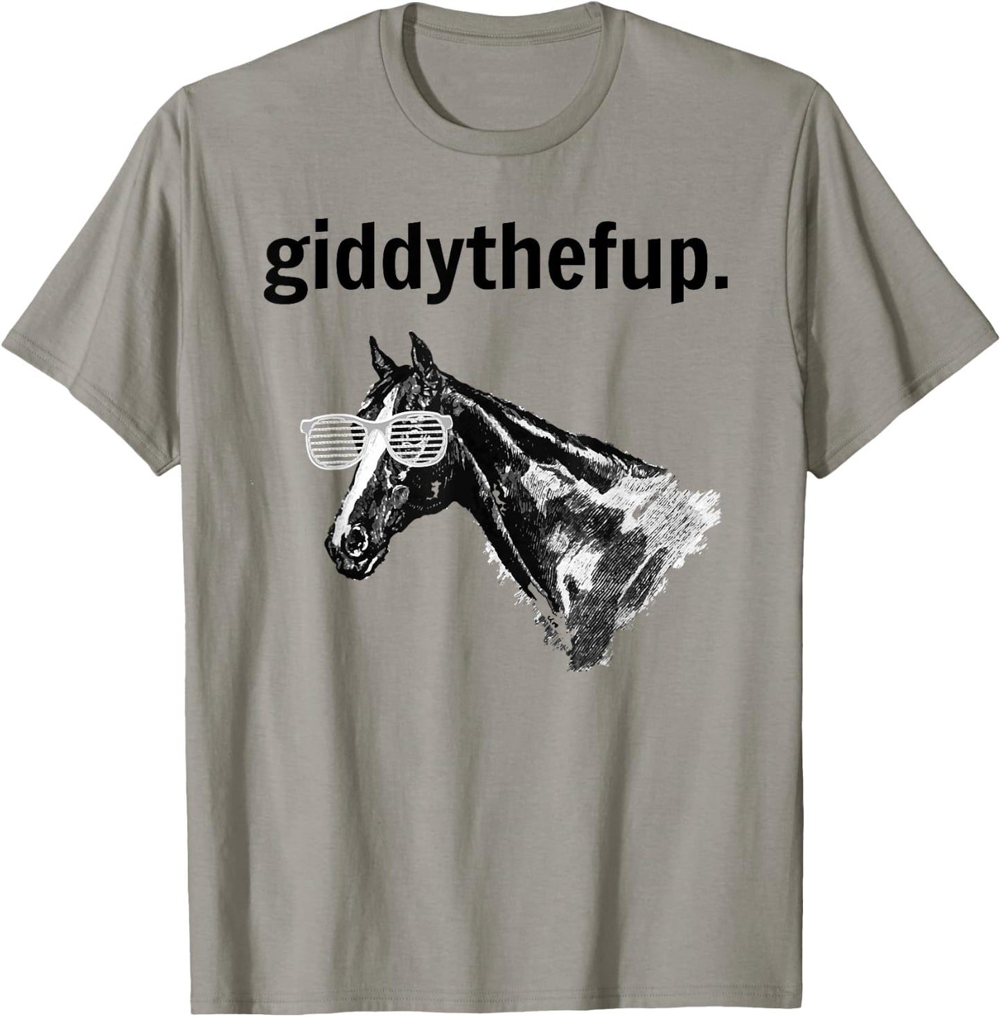 Funny Retro Horse Racing Gift: GIDDY THE F UP T-Shirt - T-Shirt | Sand