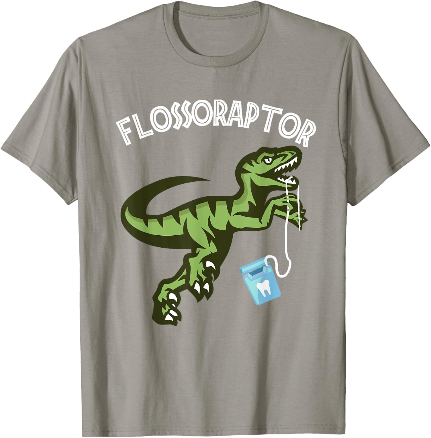 Floss Shirt - Funny Flossoraptor Dental Hygiene T-Shirt - T-Shirt | Sand