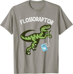 Floss Shirt - Funny Flossoraptor Dental Hygiene T-Shirt - T-Shirt | Sand