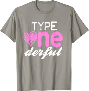 Type One-derful Girls Fun T1D Diabetes Awareness T-Shirt - T-Shirt | Sand