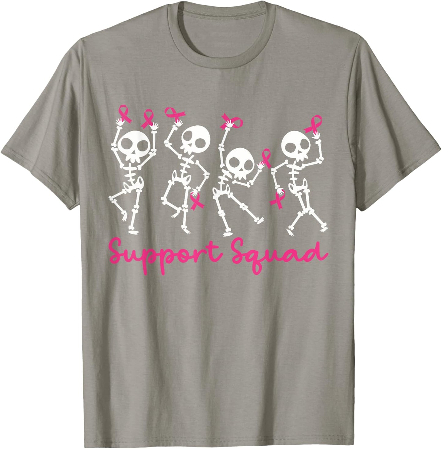 Support Squad Breast Cancer Awareness Skeleton Men Women Kid T-Shirt - T-Shirt | Sand
