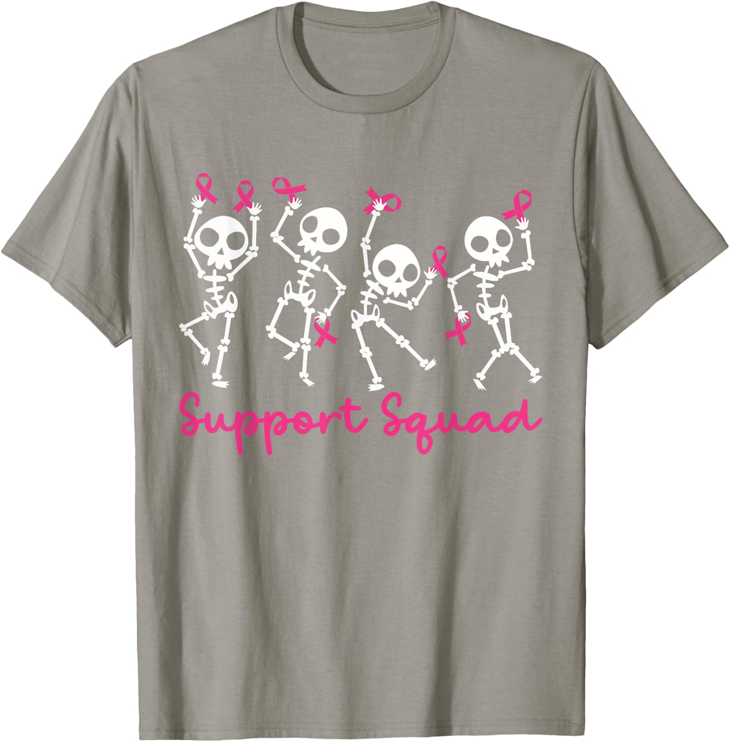 Support Squad Breast Cancer Awareness Skeleton Men Women Kid T-Shirt - T-Shirt | Sand