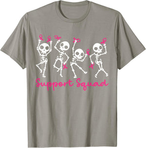 Support Squad Breast Cancer Awareness Skeleton Men Women Kid T-Shirt - T-Shirt | Sand