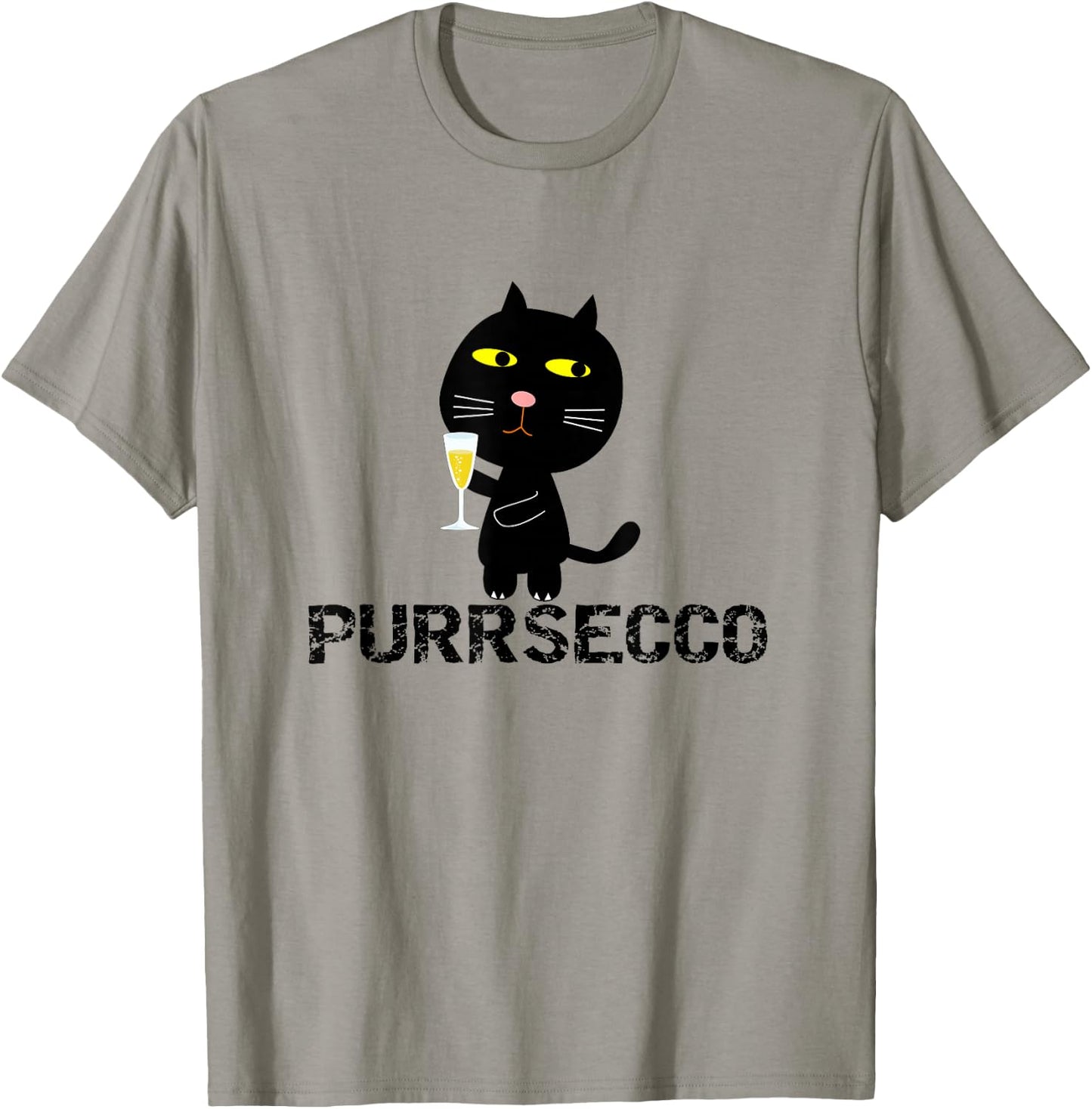 Funny Purrsecco Cat Prosecco Drink Pun Black Cat Friend Gift Men Women T-Shirt - T-Shirt | Sand