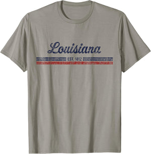 Louisiana Vintage American Flag Retro Design T-Shirt - T-Shirt | Sand