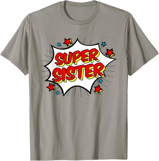 Superhero Super Sister Matching Sibling T-Shirt - T-Shirt | Sand