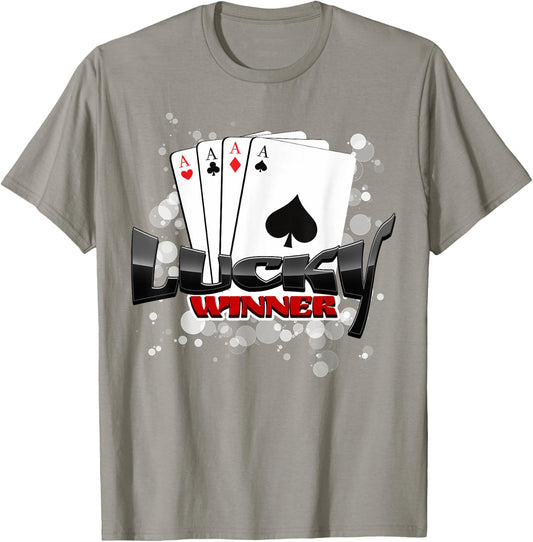 Lucky Winner Aces Playing Cards T Shirt Poker Birthday Gift T-Shirt - T-Shirt | Sand