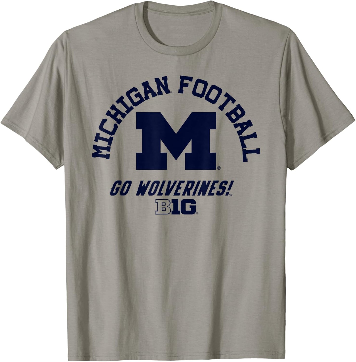 Elite Authentics Michigan Wolverines Big 10 Football , Grey, Small T-Shirt - T-Shirt | Sand
