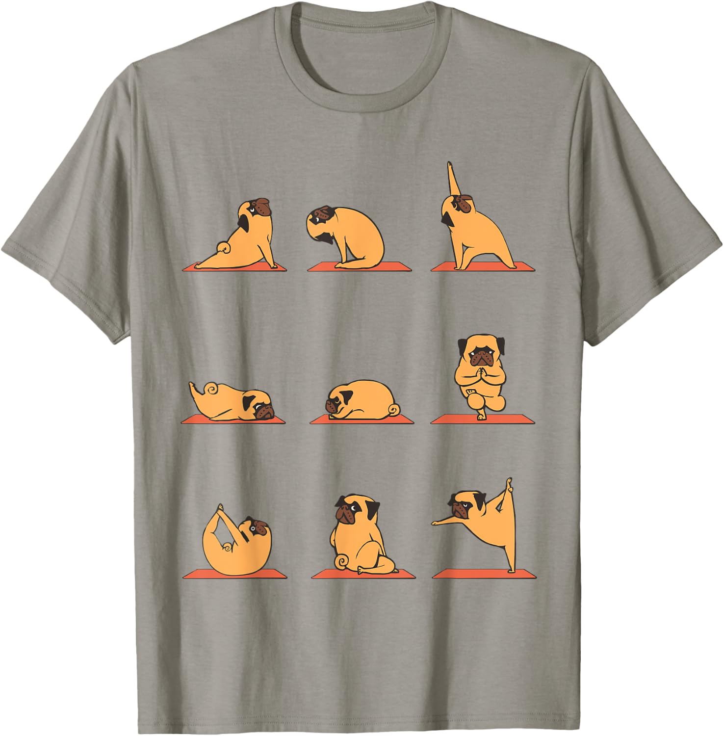 Pug Yoga Puppy Yoga Poses and Meditation Funny T-Shirt - T-Shirt | Sand