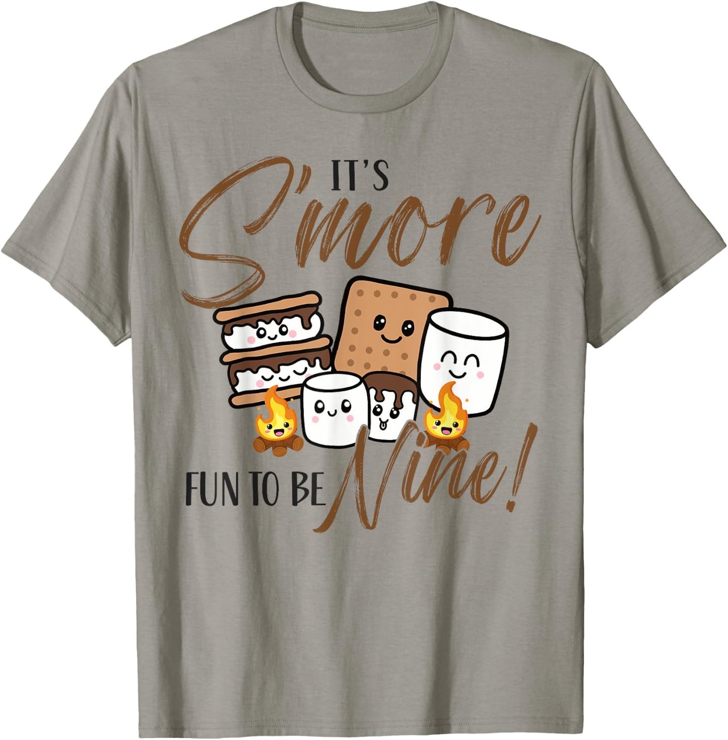 9th Birthday Campfire Marshmallow It's S'more Fun To Be Nine T-Shirt - T-Shirt | Sand