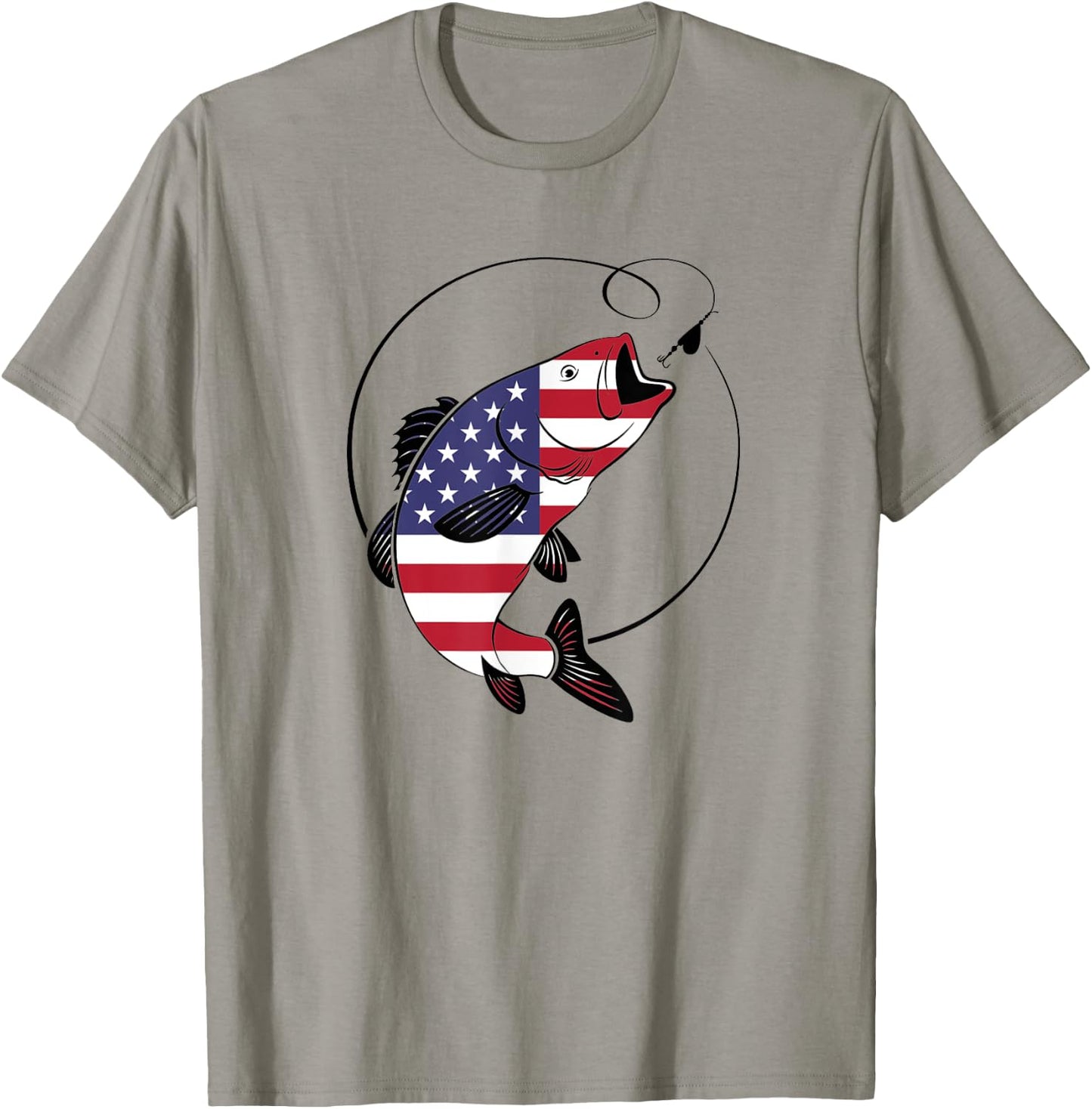 American Flag Fishing Shirt Vintage 4th July USA Patriotic T-Shirt - T-Shirt | Sand