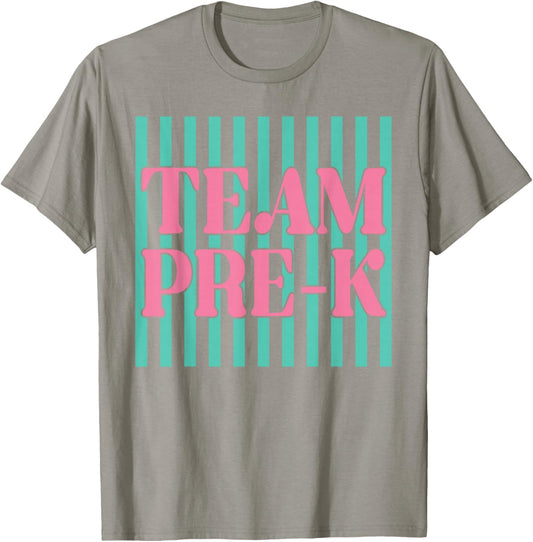 Striped Team Preschool Pre-K Back to School Teachers Kids T-Shirt - T-Shirt | Sand