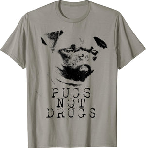 Pugs Not Drugs Funny Pug Dog Owner Pug Lover T-Shirt - T-Shirt | Sand