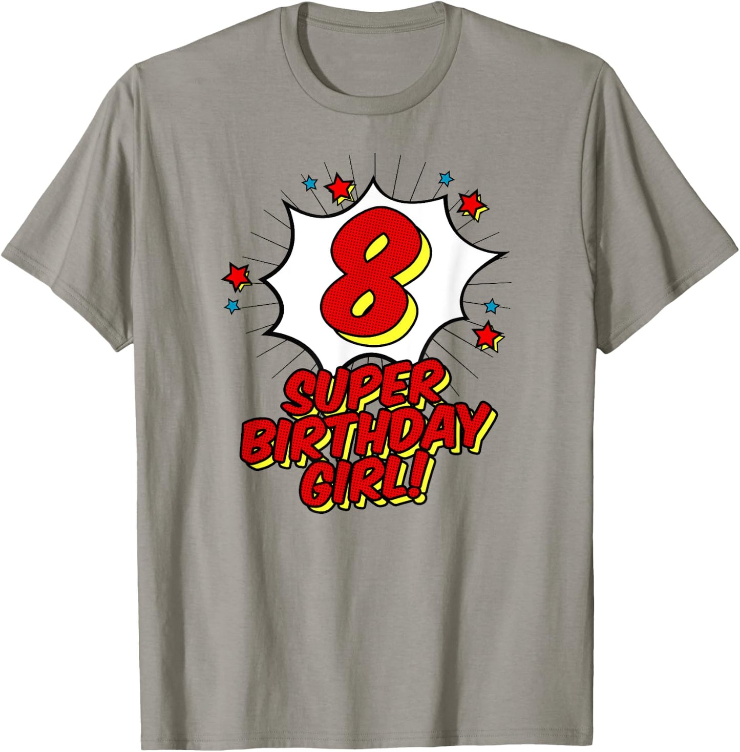 Super 8th Birthday Girl Shirt Superhero Birthday Party T-Shirt - T-Shirt | Sand