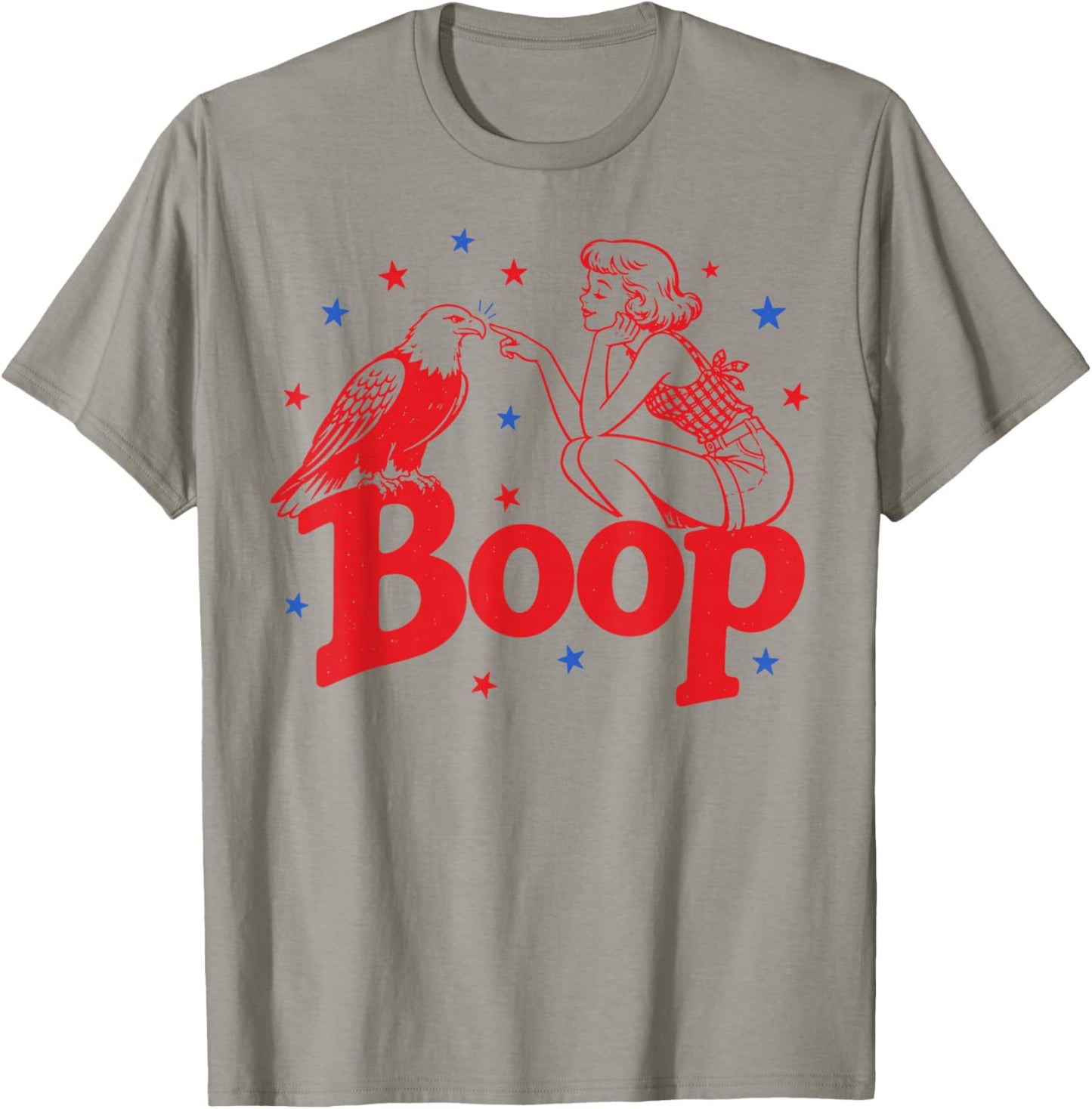 Boop Vintage Girl and Eagle Funny Patriotic Retro Art T-Shirt - T-Shirt | Sand