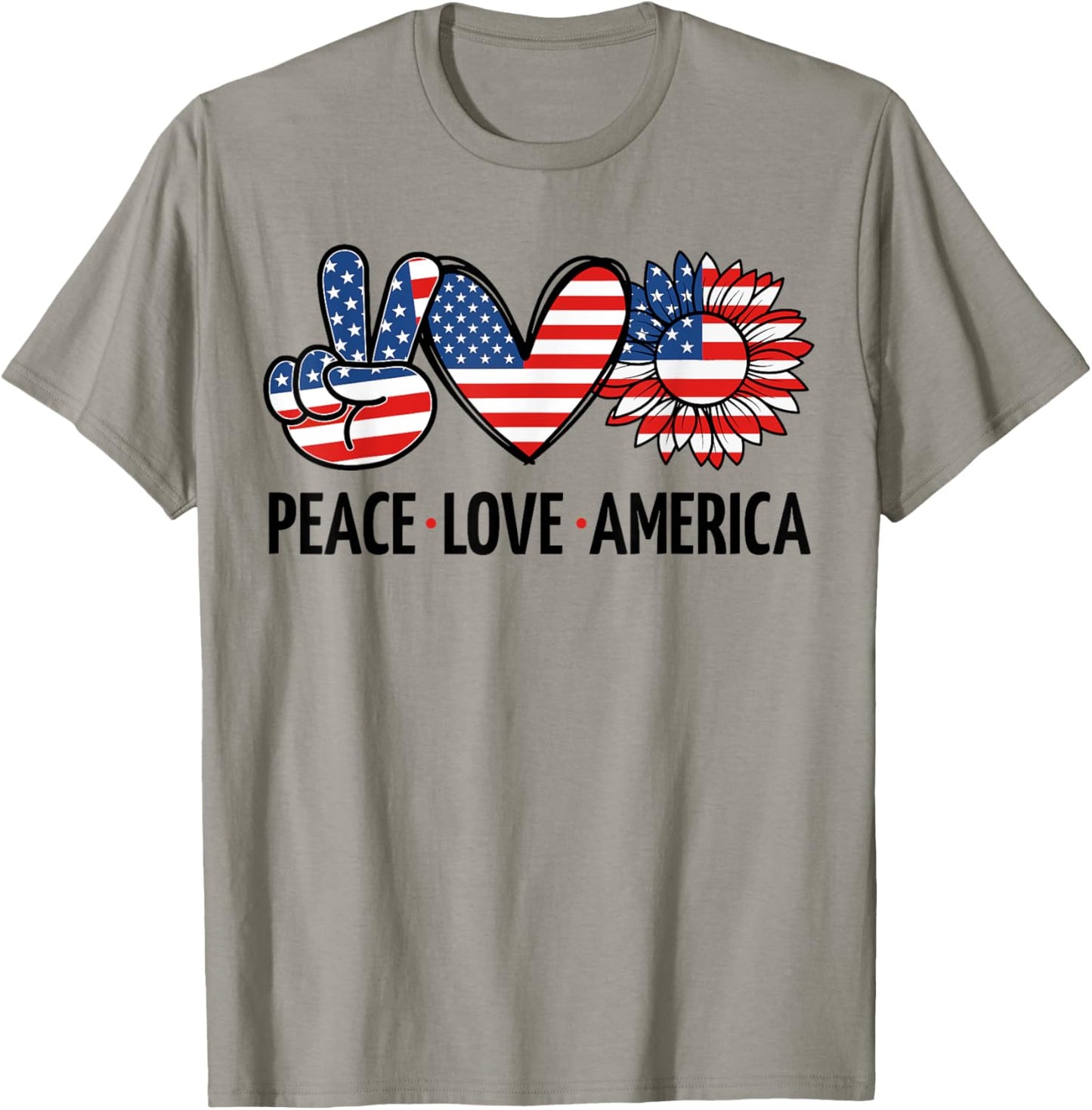 Peace Love America USA Flag Independence Day Women 4th July T-Shirt - T-Shirt | Sand
