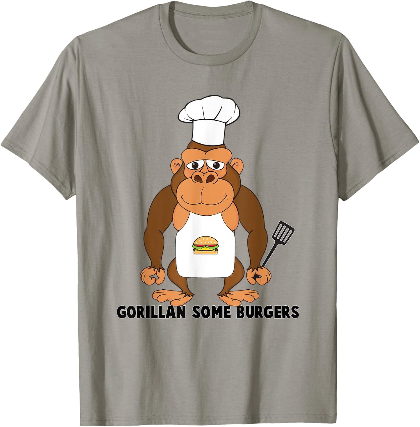 Dad BBQ Grill Gorilla Chef Hamburgers Cooking Gifts T-Shirt - T-Shirt | Sand