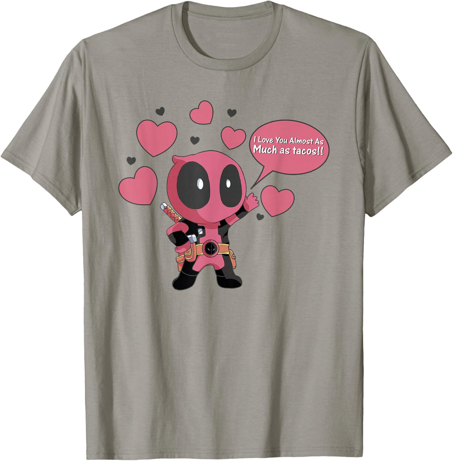 Marvel Deadpool Chibi Taco Love Valentine's Graphic T-Shirt - T-Shirt | Sand