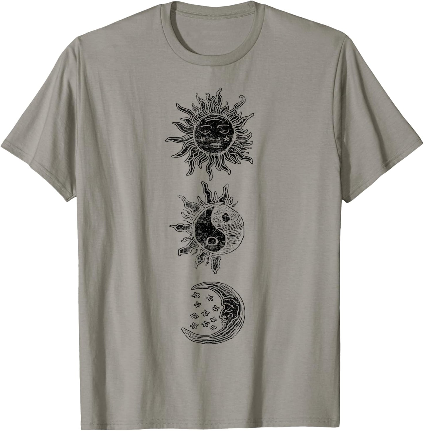 Sun Moon Star Yin Yang Geometric T-Shirt - T-Shirt | Sand