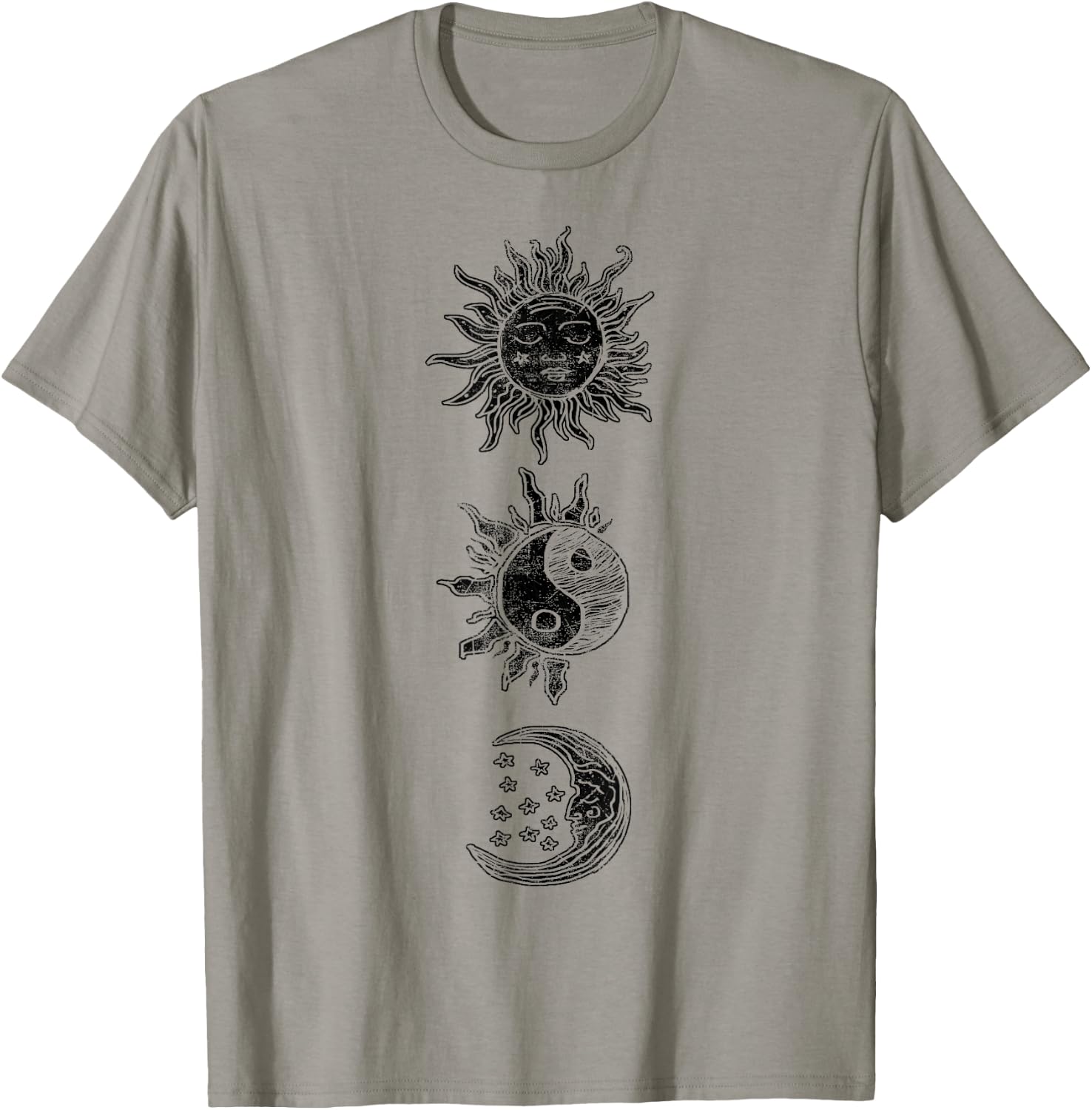 Sun Moon Star Yin Yang Geometric T-Shirt - T-Shirt | Sand