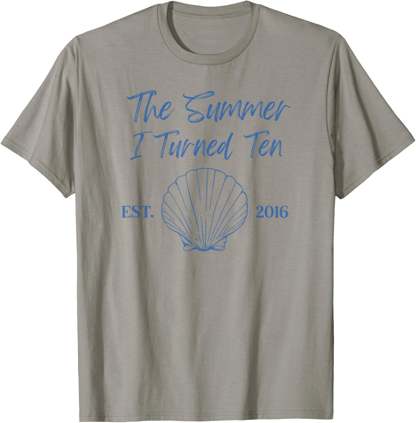 Summer I Turned Ten 10th Birthday Seashell Coastal Bow T-Shirt - T-Shirt | Sand