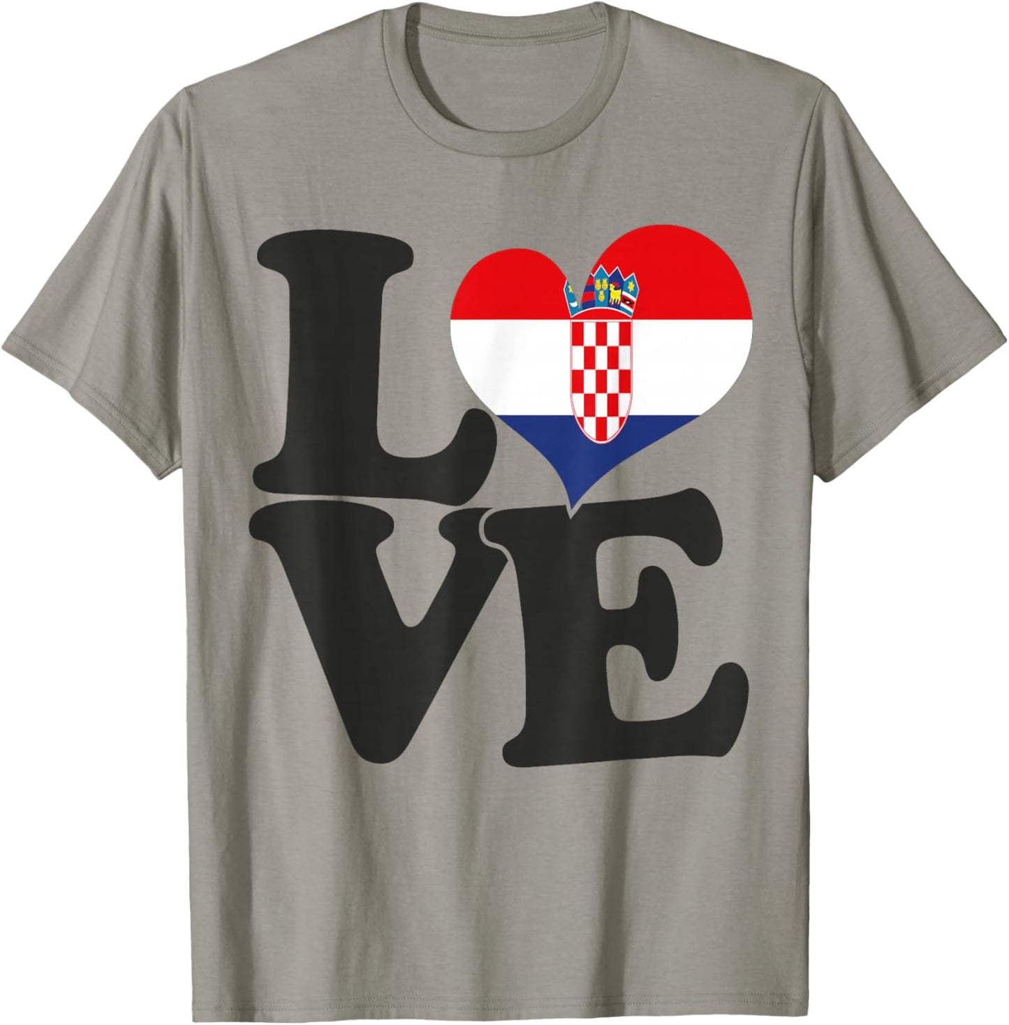 I Love Croatia Flag Heart Patriotic Travel T-Shirt - T-Shirt | Sand